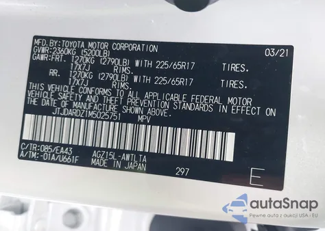 2021 Lexus Nx 300 z USA, uszkodzony, nr VIN JTJDARDZ1M5025751